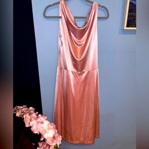 Elegant Spiegel Pink Satin Sleeveless Low Back Dress Size 10